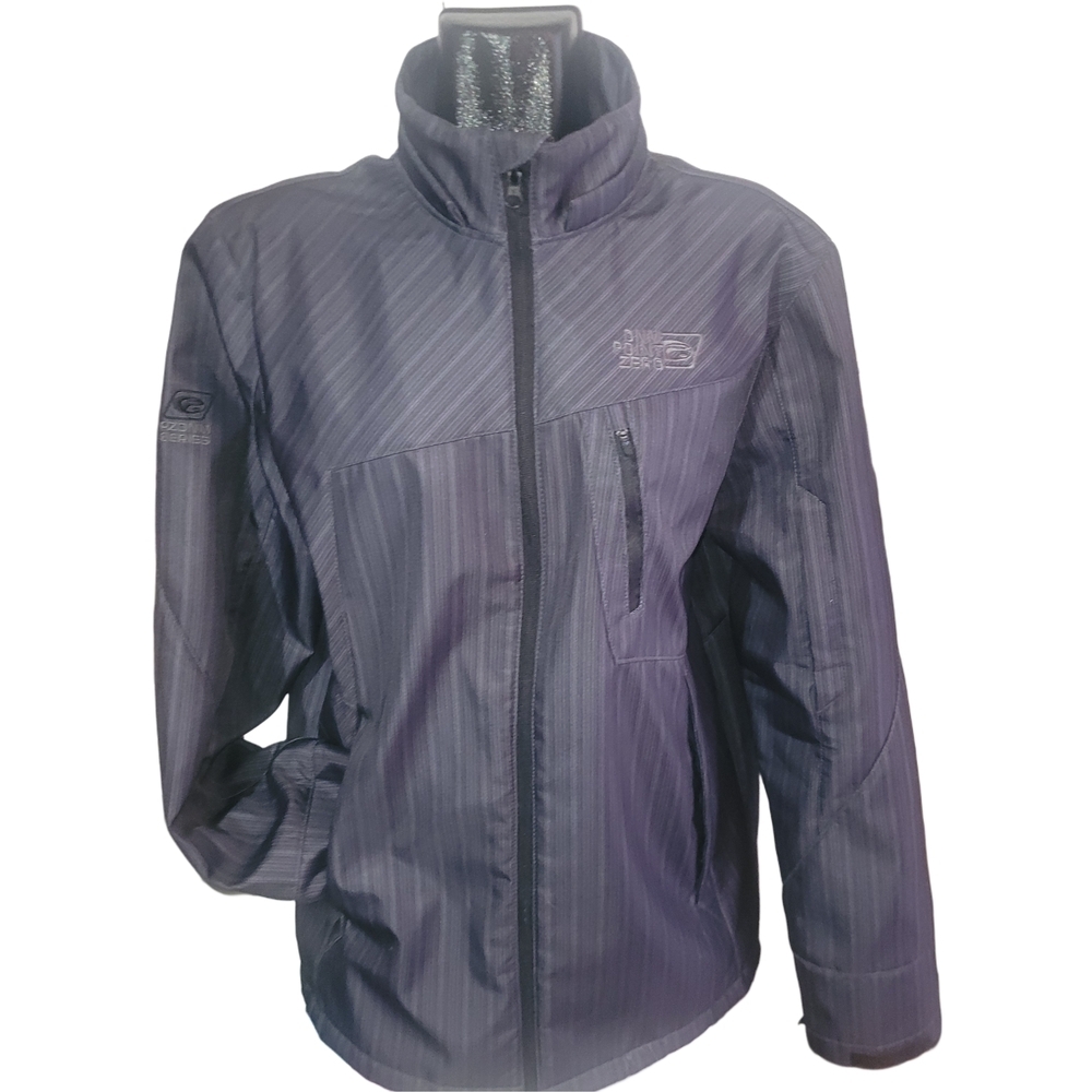 Point Zero Men's Black and Grey Pin Striped Light Jacket L